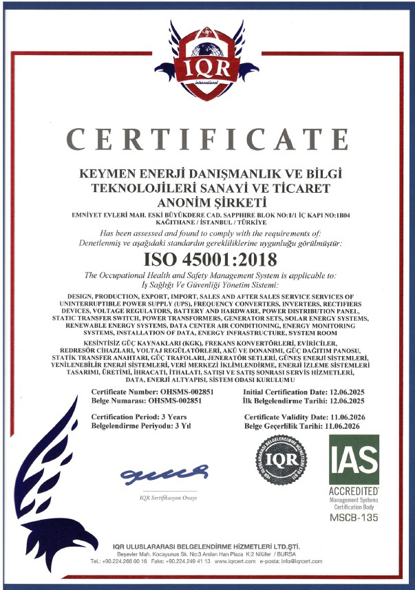 ISO 45001 İş Sağlığı ve Güvenliği sertifikası